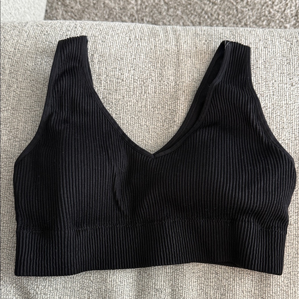Aerie Black Ribbed padded bra